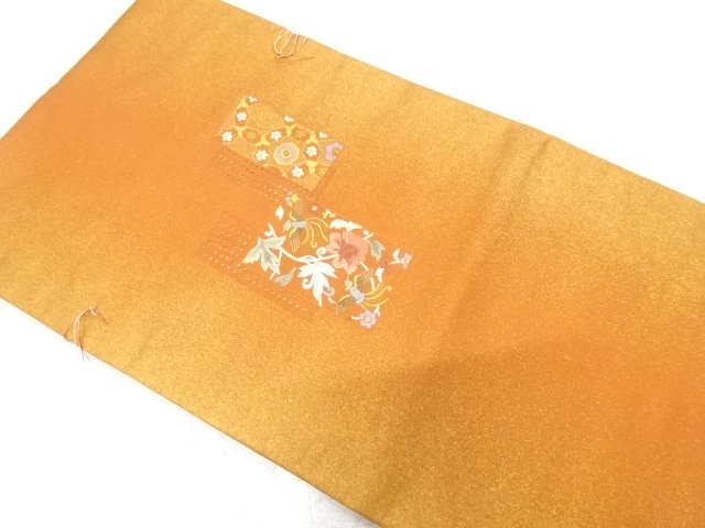 JAPANESE KIMONO / UNUSED NAGOYA OBI / SILK / EMBROIDERY / BIRDS & FLORAL PLANTS